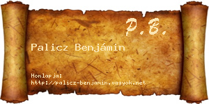 Palicz Benjámin névjegykártya